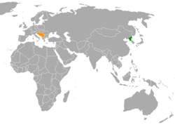 Map indicating locations of North Korea and Yugoslavia