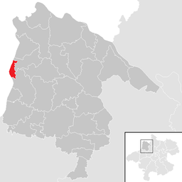 Kommunens läge i distriktet Schärding