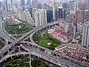 Complex viaducts in Puxi (Nanbei Elevated Road at Yanan Middle Road)