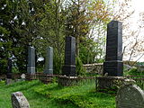 Čeština: Novější náhrobky na židovském hřbitově u vsi Olšany v okrese Jindřichův Hradec, Jihočeský kraj. English: Modern gravestones in the Jewish cemetery by the village of Olšany, Jindřichův Hradec District, South Bohemian Region, Czech Republic.