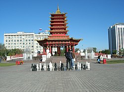 A public chess set at Elista toun center