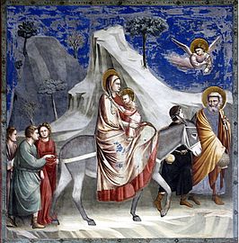 Fuga para o Egito, de Giotto, na Capela Scrovegni em Pádua.