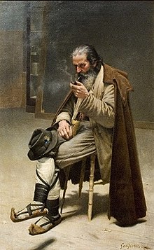 Alpargata tradicional en esta pintura de Francesc Galofré. Un model,1894