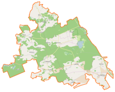 Mapa konturowa gminy Lubiszyn, na dole po prawej znajduje się punkt z opisem „Marwice”