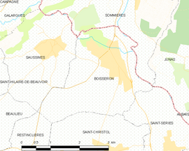 Mapa obce Boisseron