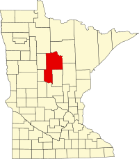 Map of Minesota highlighting Cass County