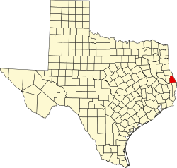 Sabine County na mapě Texasu