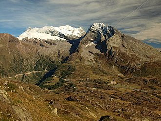 Simplonpass mit Monte Leone, Breithorn und Hübschhorn