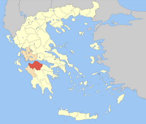 Regionální jednotka Achaia na mapě Řecka