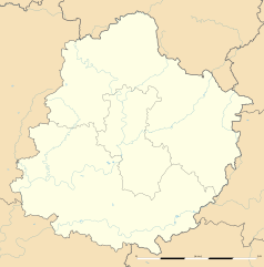 Mapa konturowa Sarthe, u góry znajduje się punkt z opisem „Thoigné”
