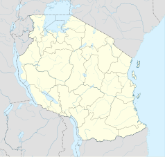 Mapa konturowa Tanzanii, u góry nieco na prawo znajduje się punkt z opisem „Arusza”