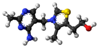 Ball-and-stick model of the cation in thiamine