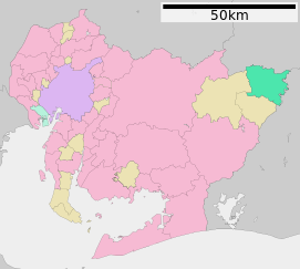 Lokasi Toyone di Prefektur Aichi