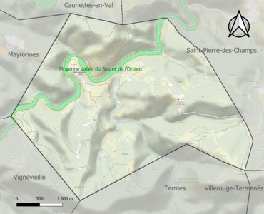 Carte de la ZNIEFF de type 1 sur la commune.