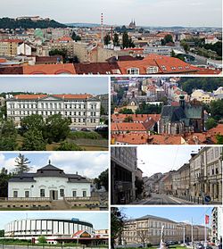 Staré Brno: panorama, Fakulta architektury VUT, Starobrněnský klášter, letohrádek Mitrovských, ulice Pekařská, hala Rondo, Fakultní nemocnice u sv. Anny