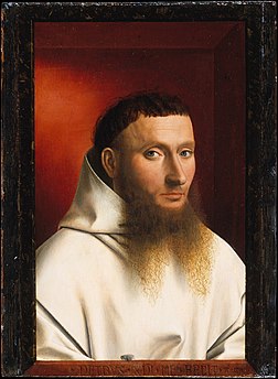 Retrato de um Cartuxo (1446), óleo sobre madeira do pintor flamengo Petrus Christus. Metropolitan Museum of Art, em Nova Iorque. (definição 4 660 × 6 367)