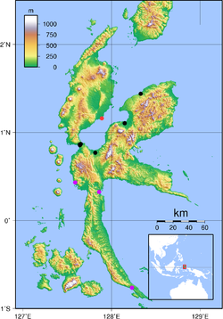        Hiện nay        Trước năm 1950        Kao town Inset shows location of Halmahera within Indonesia