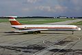 Iliouchine Il-62M de l'armée de l'air est-allemande repris par la Luftwaffe de l'Allemagne réunifiée, à Berlin-Schönefeld en 1991.