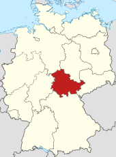 ドイツ国内におけるテューリンゲン州の位置