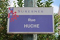 Plaque de la rue Huché, en hommage à Antoine Louis Huché, maire de 1871 à 1878.