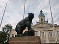 The Bear of Satakunta sculpture in front of the town hall