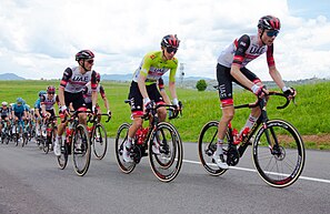 UAE Team Emirates and race leader Tadej Pogačar (green jersey)