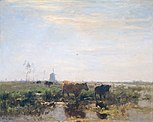 Weide met koeien aan het water, Willem Maris
