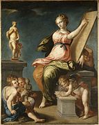 Alegoría de la Pintura y la Escultura, Ambroise Dubois (1543-1614), Fontainebleau.