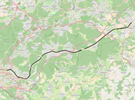 Spoorlijn Saarbrücken - Homburg op de kaart