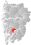 Kvam markert med rødt på fylkeskartet