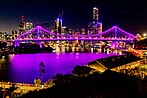 The Story Bridge, Brisbane lit in royal purple to mark the start of the Platinum Jubilee year