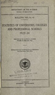 Thumbnail for File:Statistics of Universities Colleges and Professional Schools 1923-24. Bulletin 1925, No. 45 (IA statisticsofuniv00bure 1).pdf
