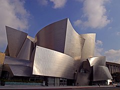 Profile view from Grand Avenue; the Dorothy Chandler Pavilion is to the right in the rear