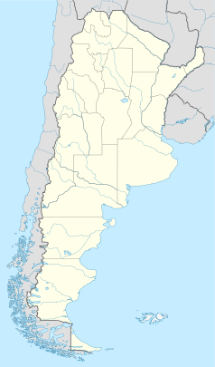 Mapa konturowa Argentyny, blisko centrum u góry znajduje się punkt z opisem „Río Cuarto”