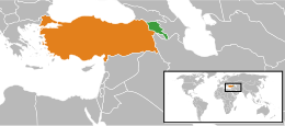 Mappa che indica l'ubicazione di Armenia e Turchia