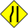 Carriageway way narrows on the left