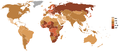 Pasaulio žemėlapis pagal mirtingumą 1000 gyventojų per metus (2006 m. duomenys)