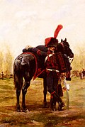 Artilleur à cheval de la Garde impériale. Peinture à l'huile d'Édouard Detaille, 1870.