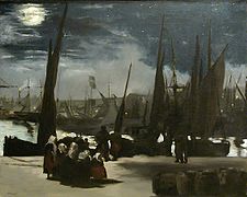 Clair de lune sur le port de Boulogne - Seaport of Boulogne by Moonlight karya Édouard Manet