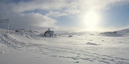 Finse es el punto más alto del sistema ferroviario noruego, situado a 1.222 m sobre el nivel del mar