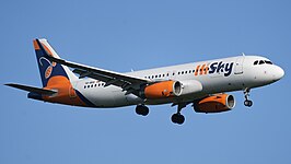 Een Airbus A320-200 van HiSky Europe