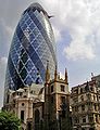 The Gherkin and St Helen's Bishopsgate in London, England (by Barney Jenkins)