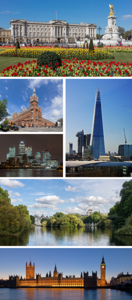 London montage. Clicking on an image in the picture causes the browser to load the appropriate article.