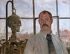 Autorretrato con esqueleto (1896), de Lovis Corinth, Lenbachhaus, Múnich