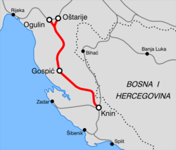 A Lika vasútvonal útvonala