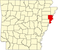 クリッテンデン郡の位置を示したアーカンソー州の地図