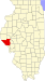 Harta statului Illinois indicând comitatul Pike