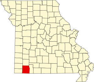 Map of Missouri highlighting Barry County