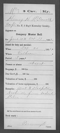 Thumbnail for File:McDonald, Henry H - Age 24, Year- 1861 - Third Cavalry, Mc-Mo - DPLA - 36ed9f1ad163fd98daf51967b8837755 (page 8).jpg