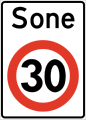 Speed limit zone Speed limit of given km/h until end of speed limit, end of speed limit zone or any pedestrian precinct sign.